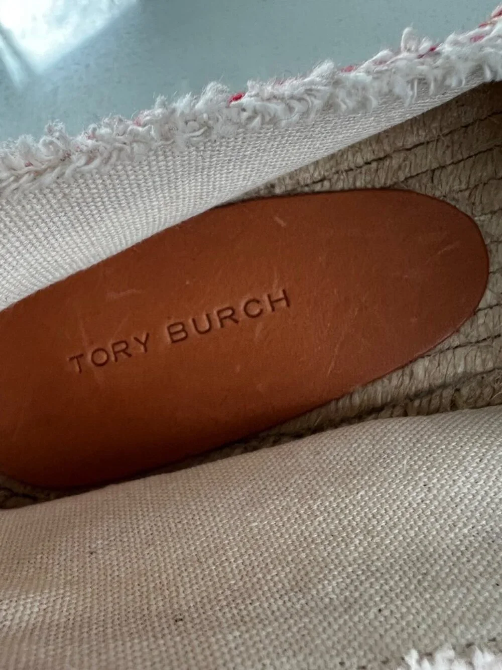 TORY BURCH red striped canvas espadrille flats size 8.5